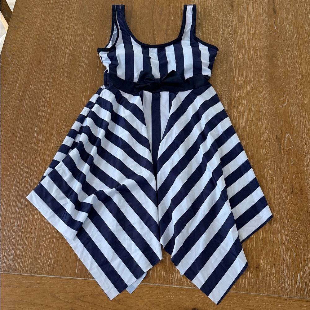 Navy and White Striped Swimsuit Top